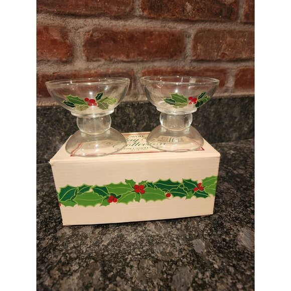 Vintage 1981 Avon Holiday Hostess Collection Holiday Candlestick Set Of 2. - Picture 3 of 6